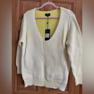 NWT Line Women's Yellow Tie-Dye V-Neck Sweater